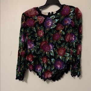 Elegant Floral Sequin Blouse